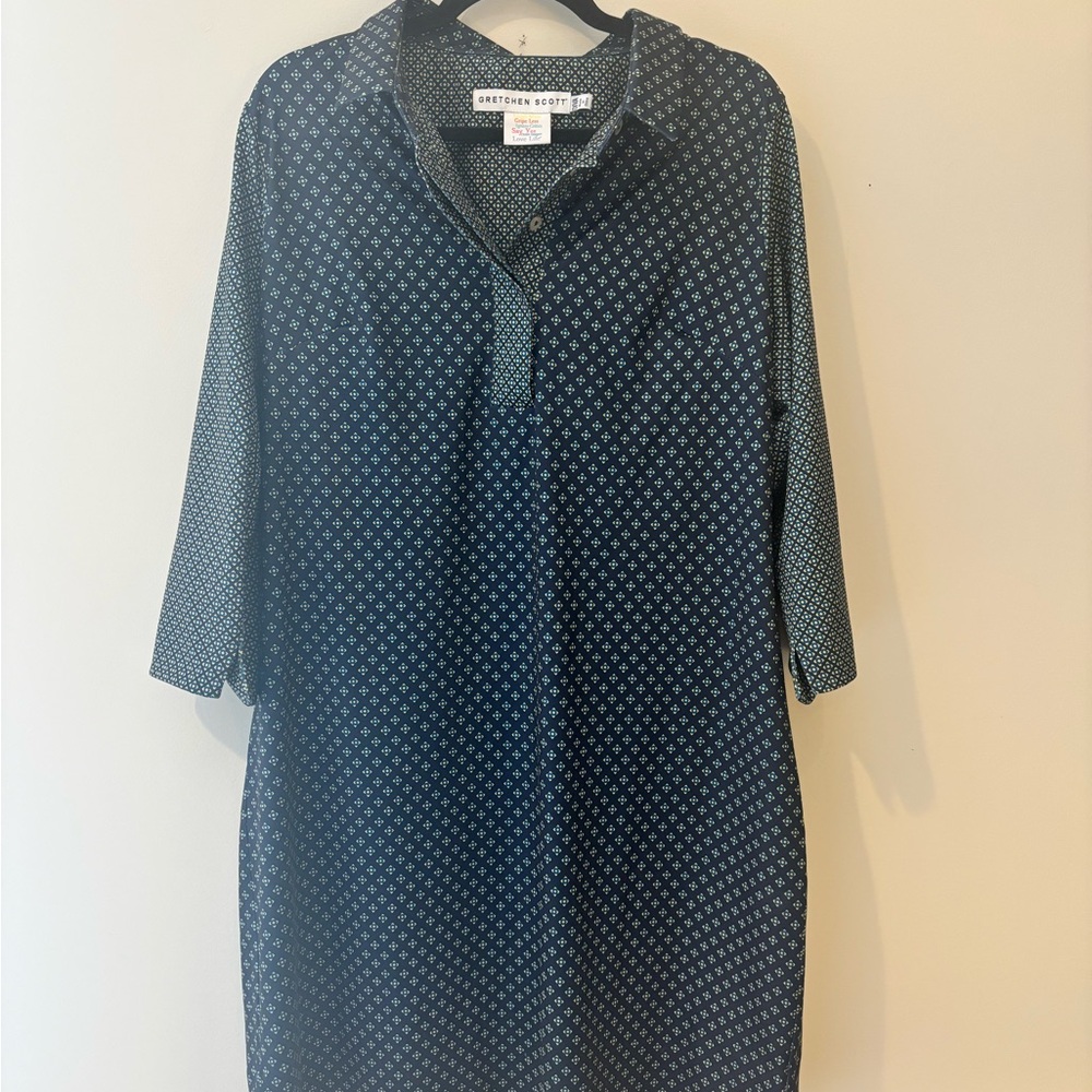 Gretchen Scott Designs Men's Blue and Yellow Geometric Shirt